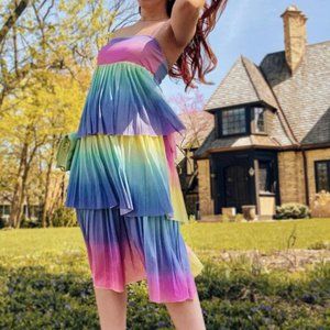 SHEIN Cute colorful Rainbow Dress